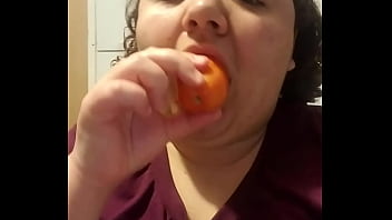 deep-throating a tomato